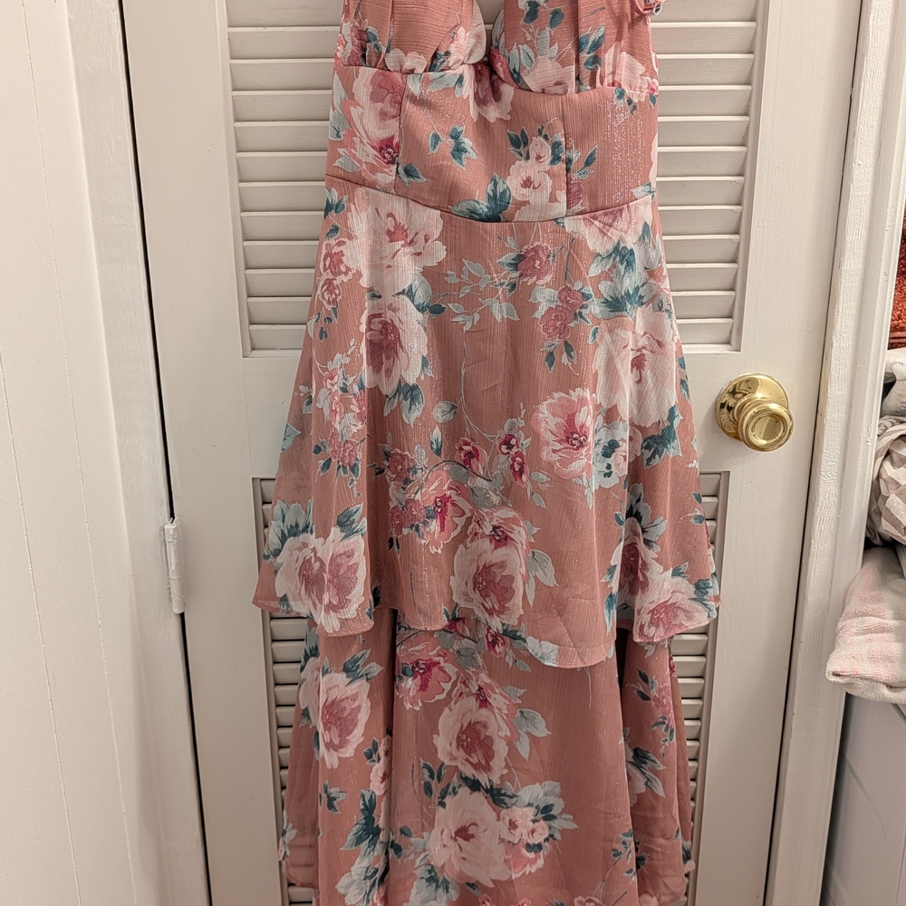 Crystal Doll Dusty Rose Floral Maxi Dress